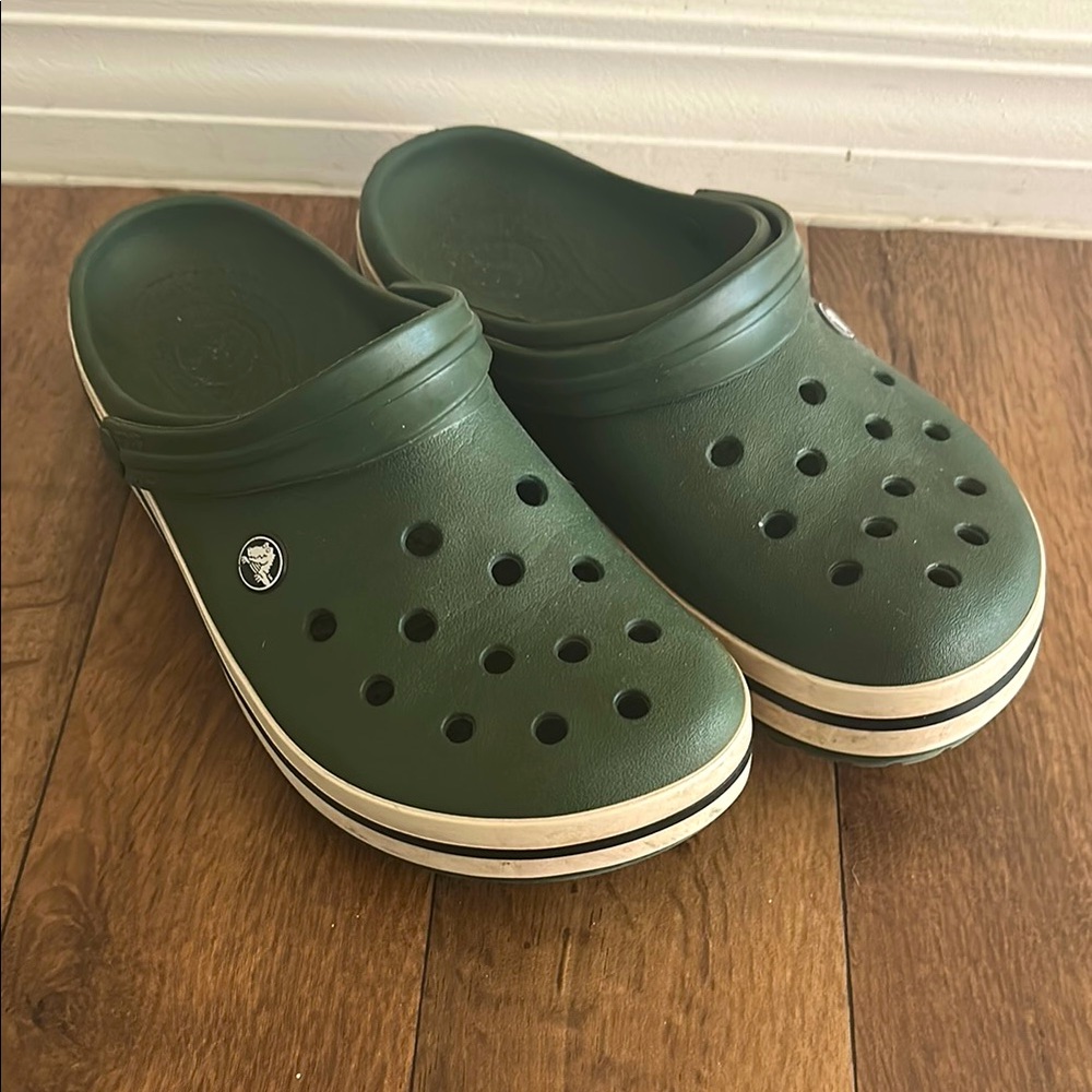 Green Crocs with White Trim